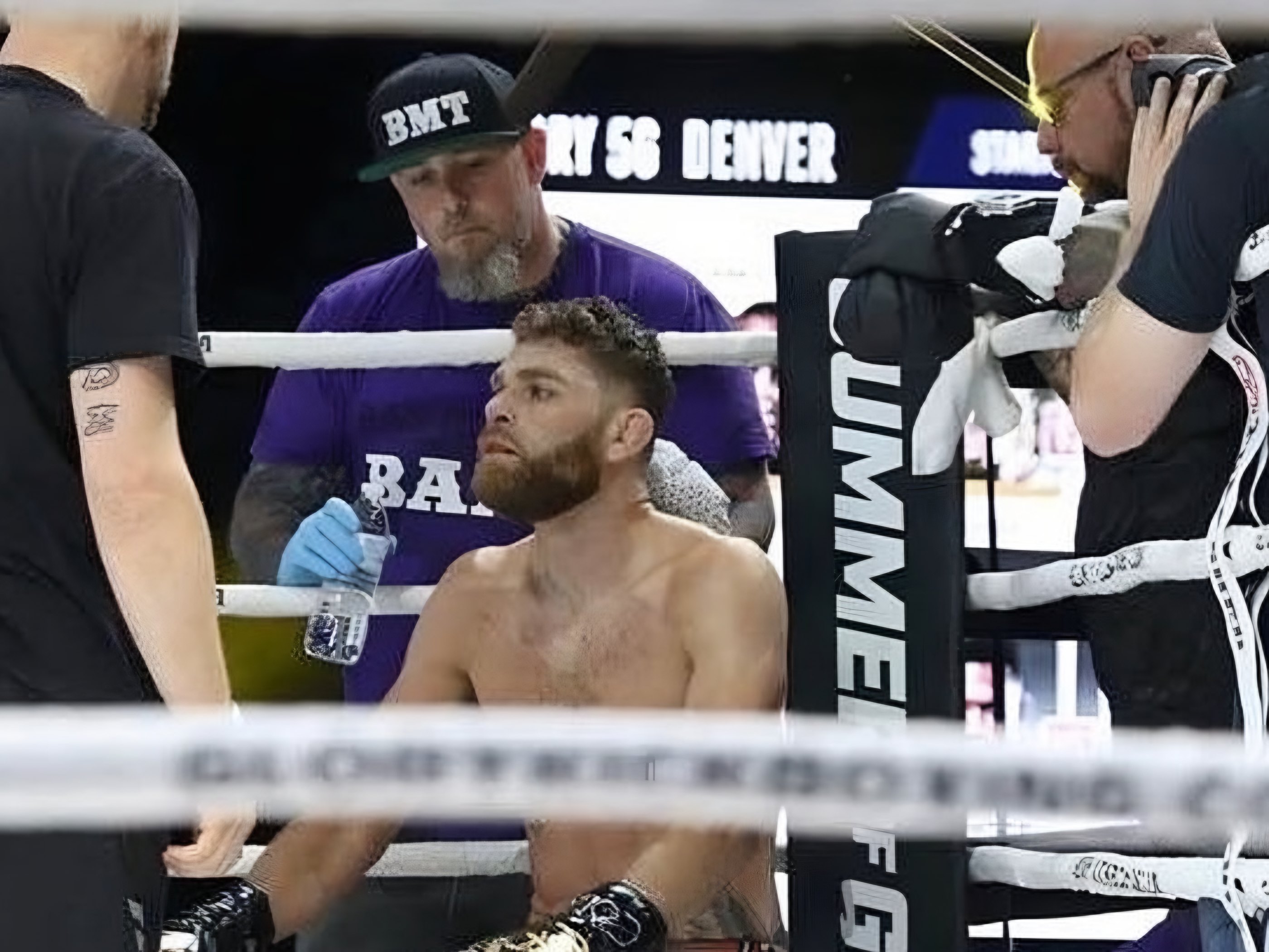 Coach Seth Stacey in the corner at Glory 56 Denver