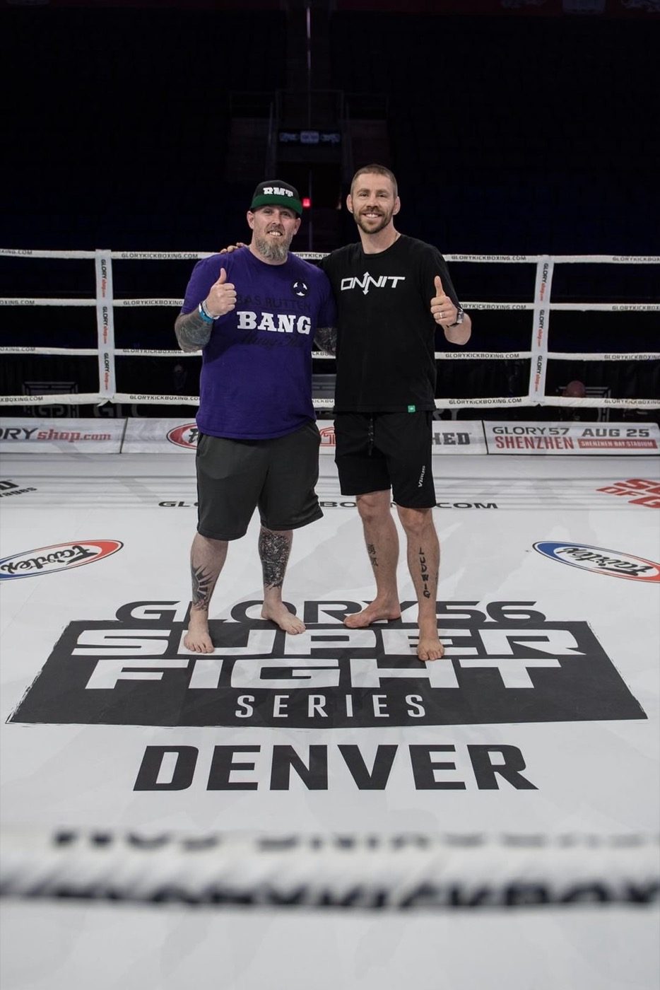 Coach Seth Stacey with a fighter