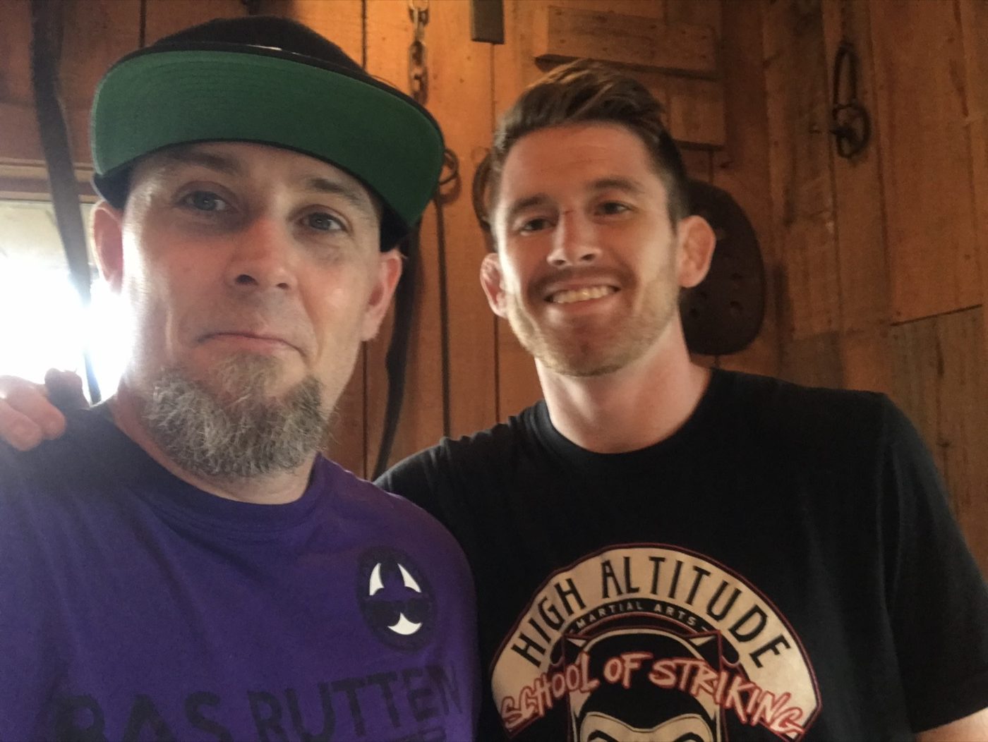 Coach Seth Stacey with a fighter