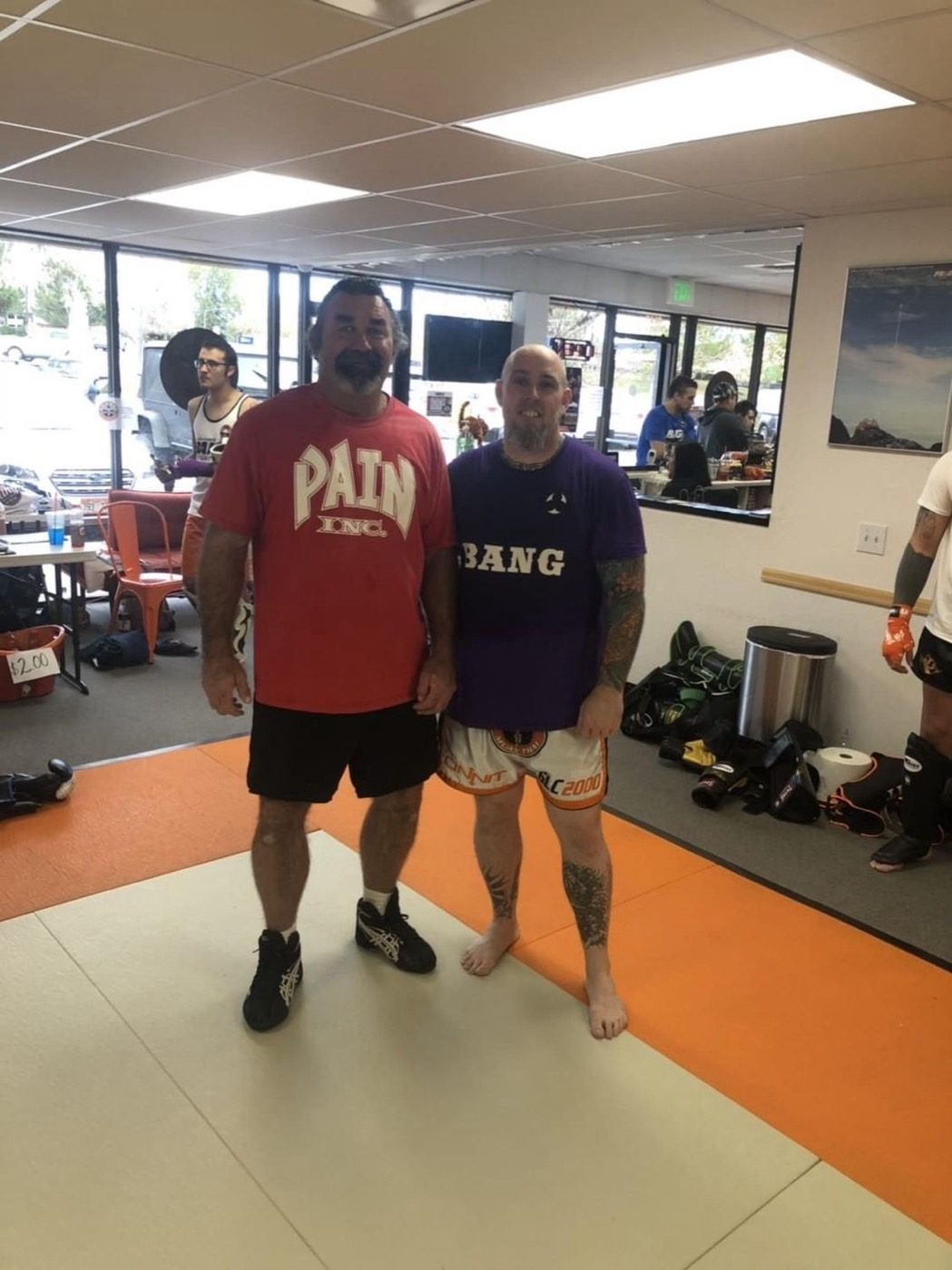 Coach Seth Stacey with a fighter