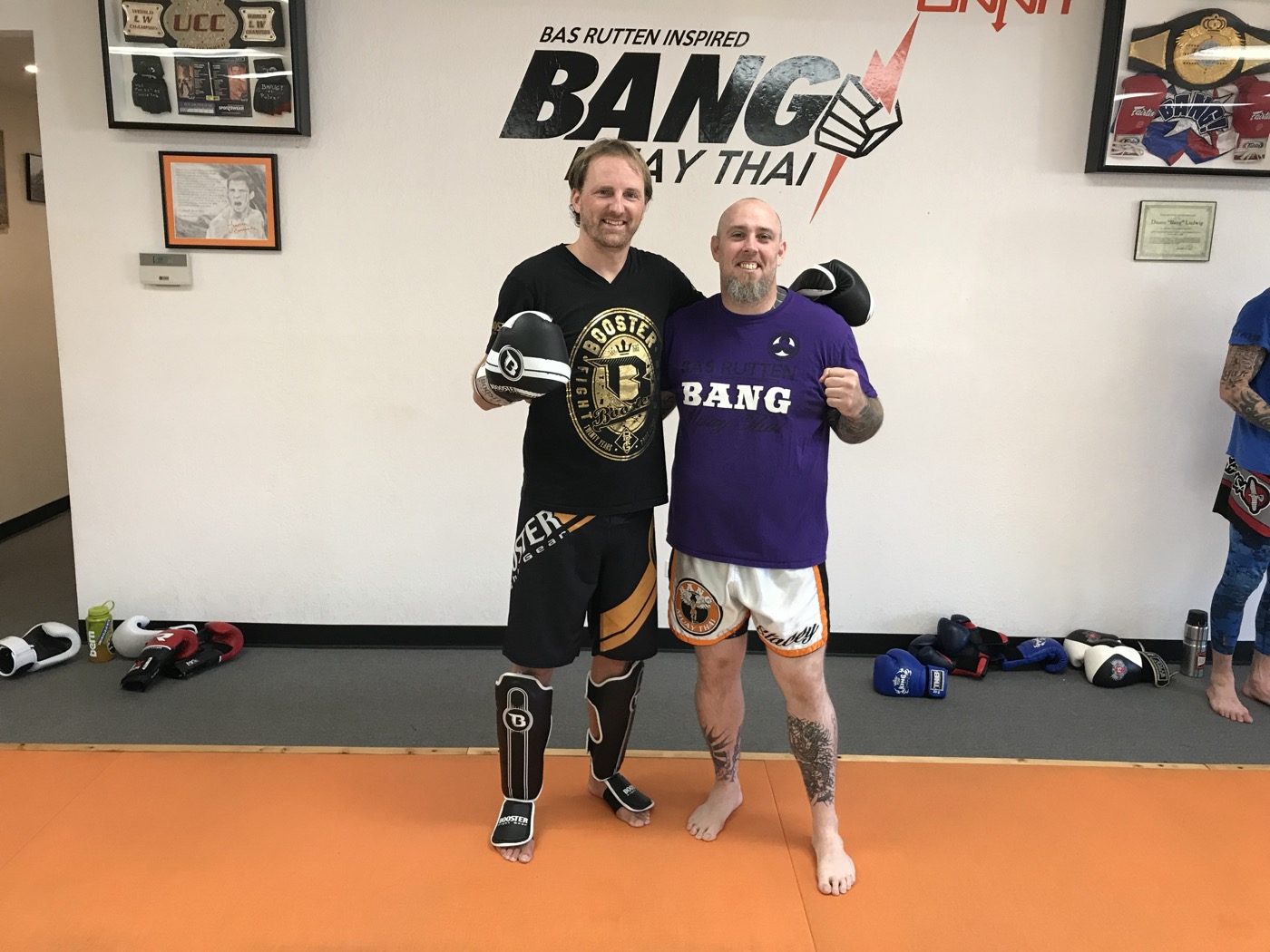 Coach Seth Stacey with a fighter