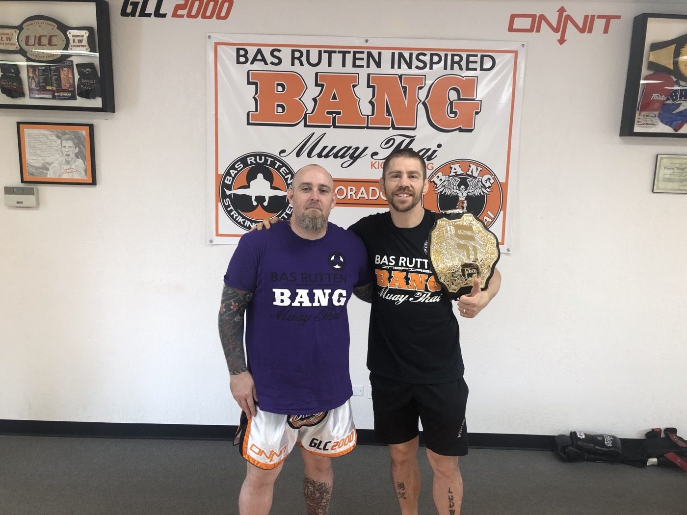 Coach Seth Stacey with a fighter