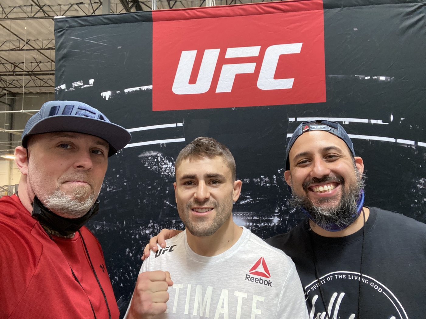Coach Seth Stacey with Victor Rodriguez and Jason Chavarria at the UFC