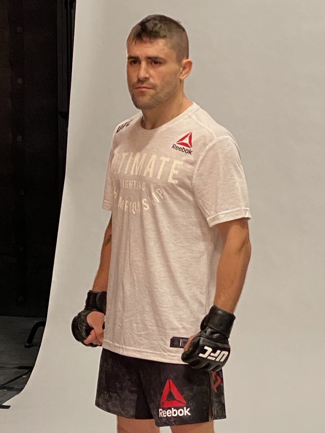Coach Seth Stacey with a fighter