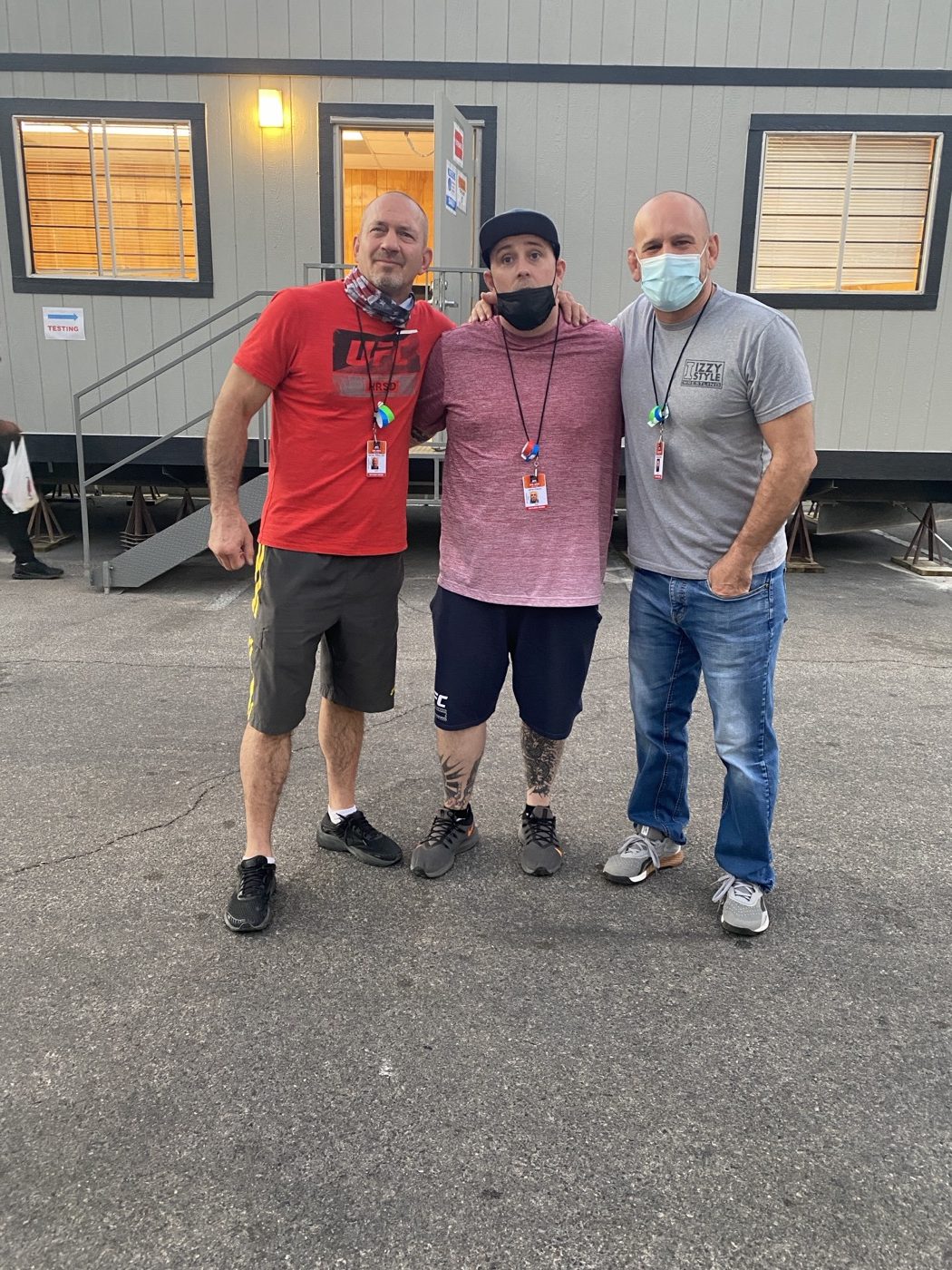 Coach Seth Stacey with a fighter