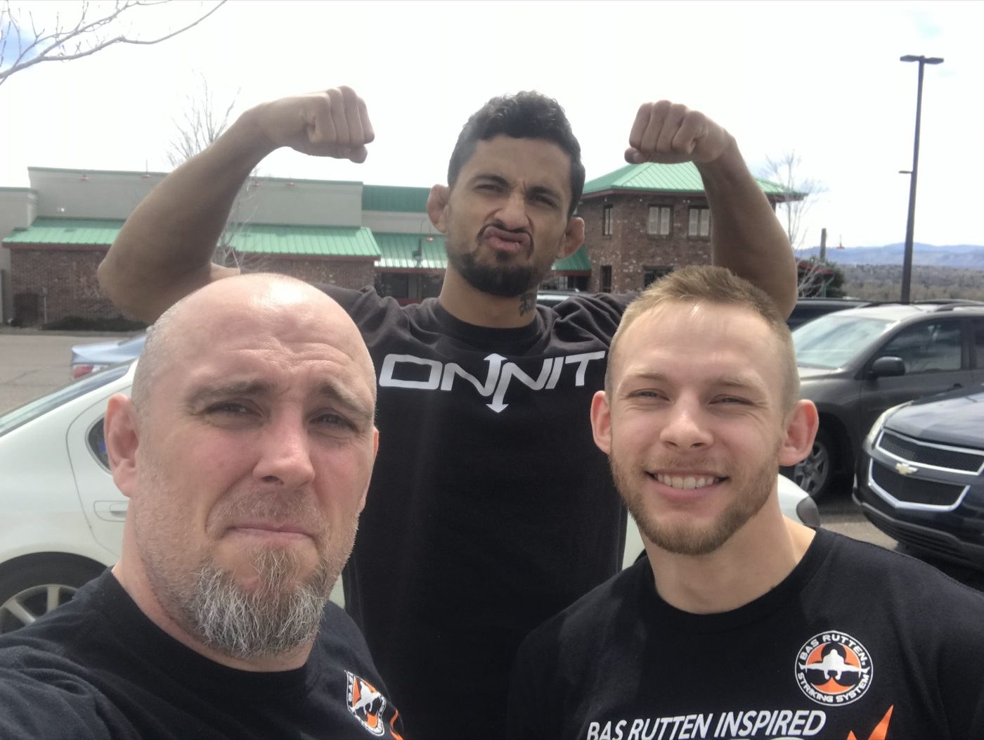 Coach Seth Stacey with a fighter