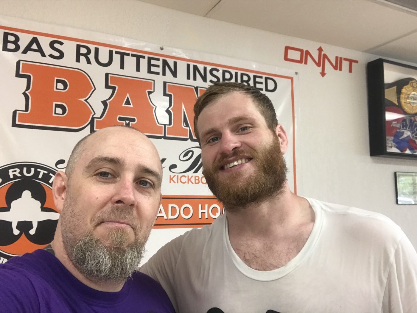 Coach Seth Stacey with a fighter