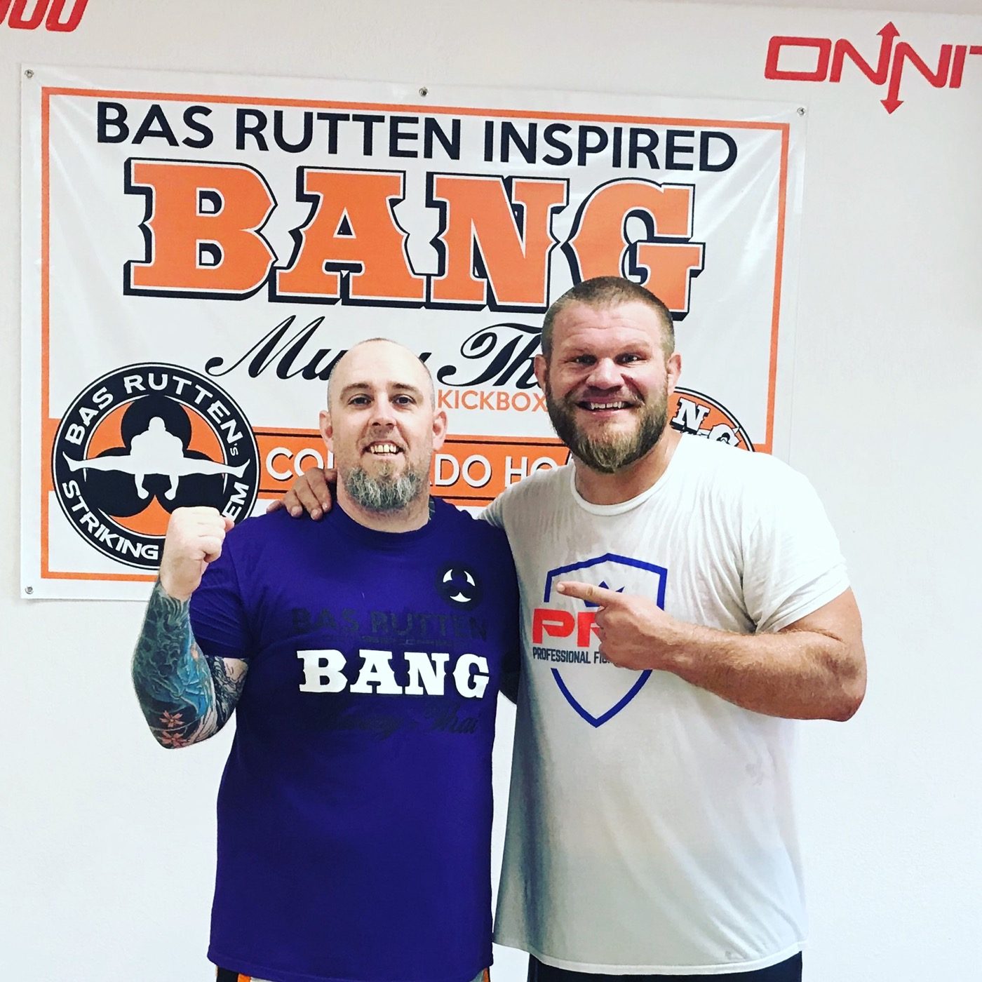 Coach Seth Stacey with a fighter