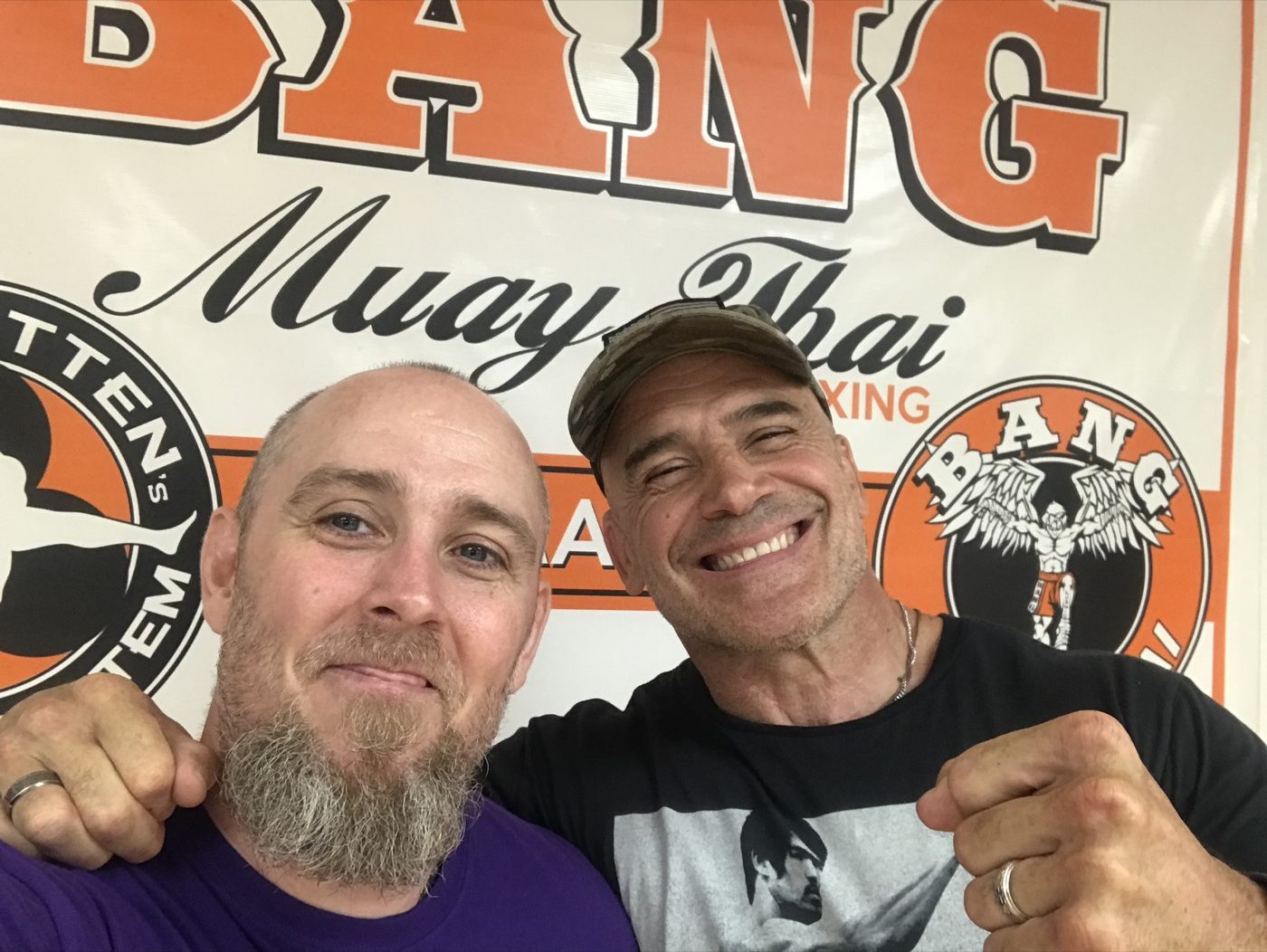 Coach Seth Stacey with a fighter