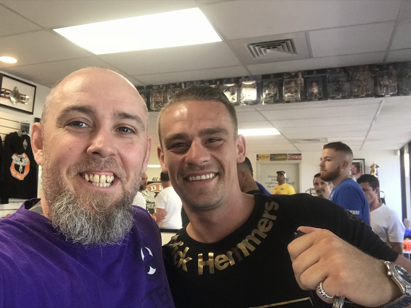 Coach Seth Stacey with a fighter
