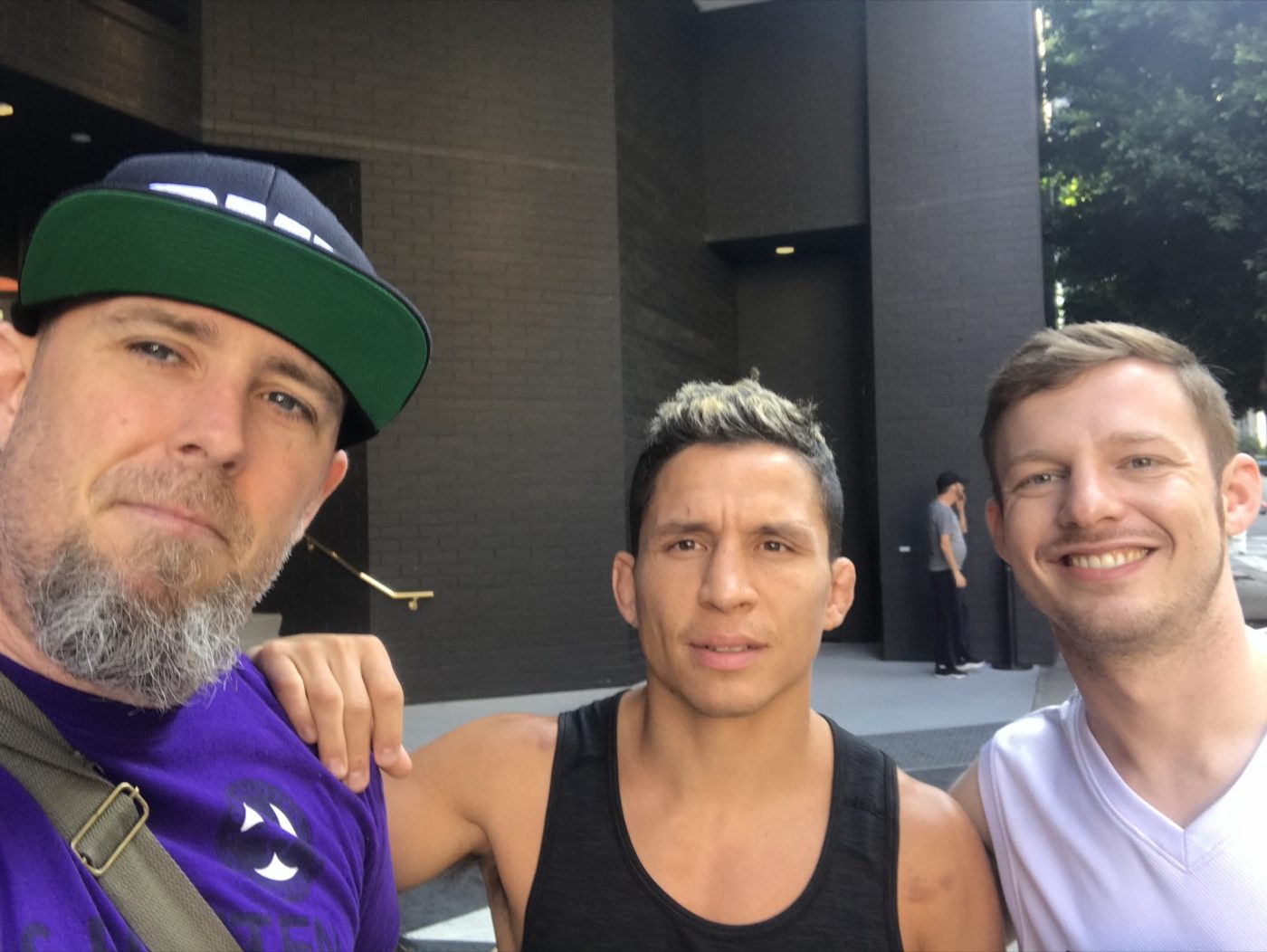 Coach Seth Stacey with a fighter