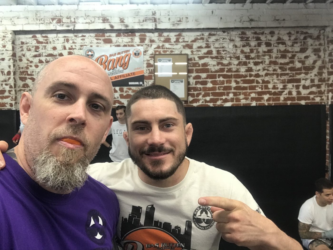 Coach Seth Stacey with a fighter