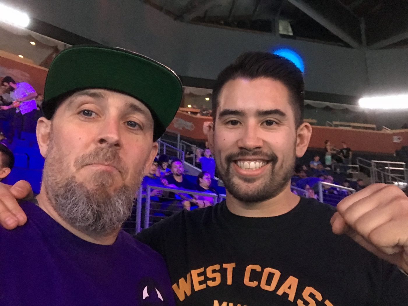 Coach Seth Stacey with a fighter