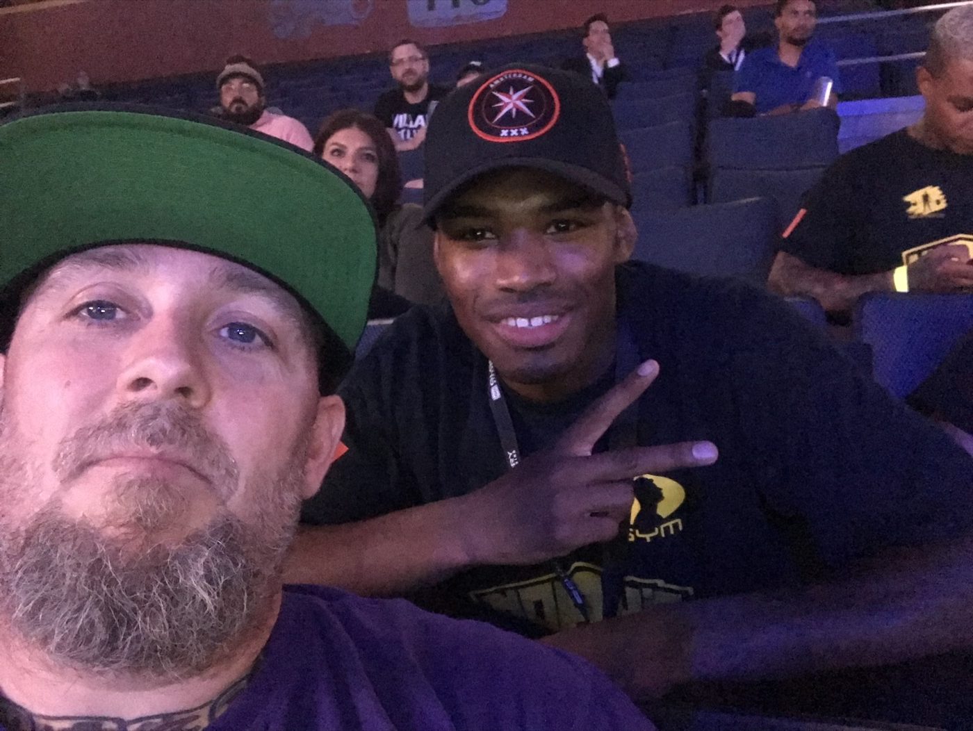 Coach Seth Stacey with a fighter